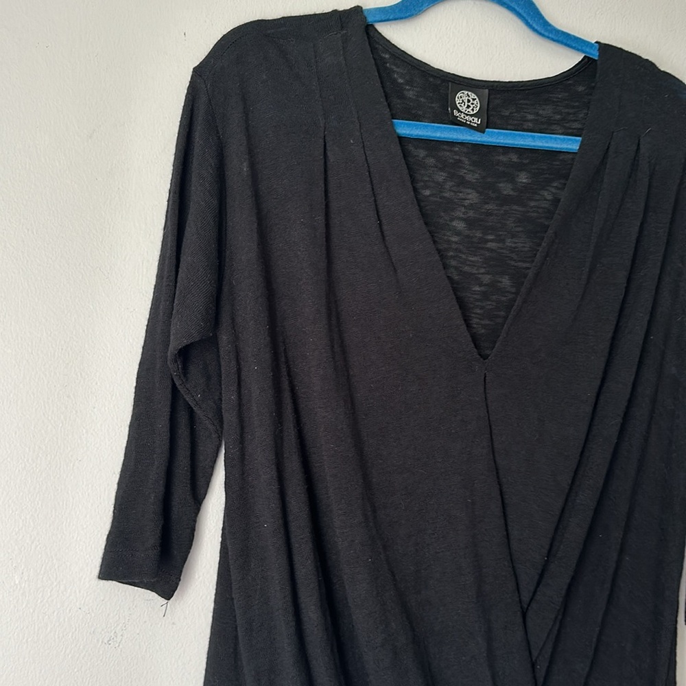 Bobeau Wrap Top Womens size M Black Deep V-Neck size M - Picture 4 of 8